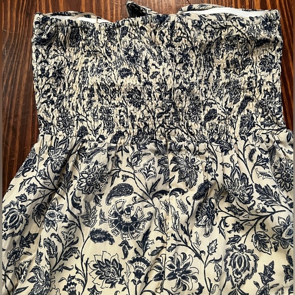 DRESS FORUM Floral Midi Tiered Halter Style/Strapless  Dress in Blue and Cream - Picture 6 of 13